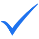 Blue checkmark on a black background.